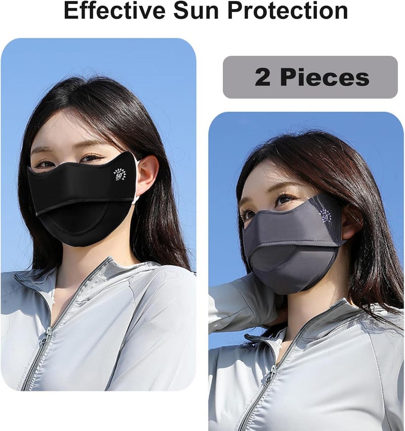 YUANST 2Pcs UV Face Mask, Sun Masks for Women, Cooling Breathable Face Cover for Outdoors, Washable Reusable - Image 2